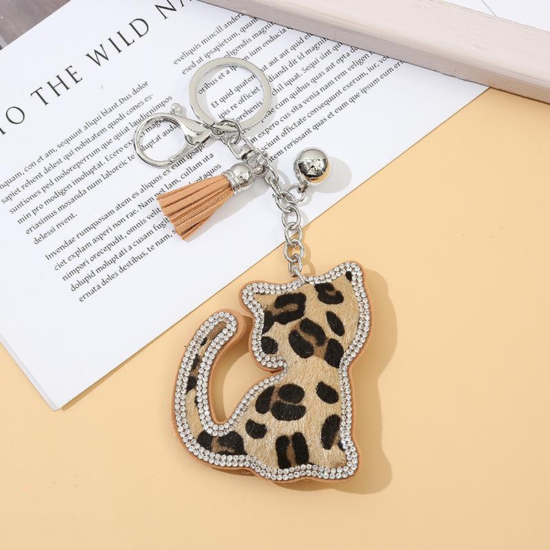 Wholesale Bell Hot Diamond Three-dimensional Velvet Cat Keychains